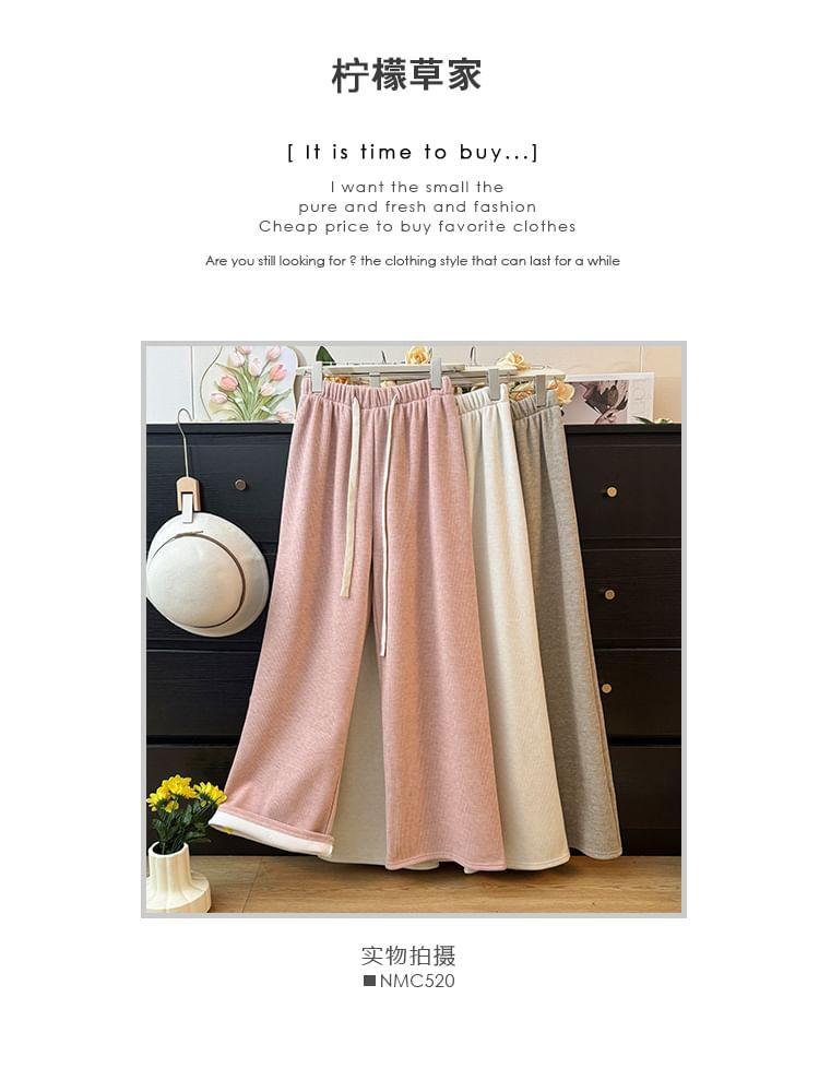 Fleece-Lined Wide-Leg Pants in 5 Colors Product Image