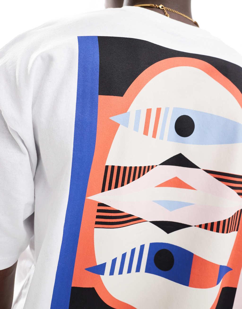 ASOS DESIGN oversized T-shirt with abstract back print in white Product Image