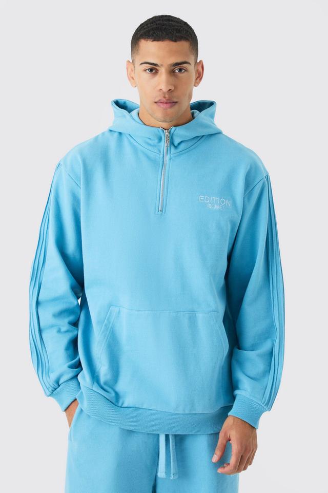 EDITION Oversized Heavyweight 1/4 Zip Pintuck Hoodie | boohooMAN USA Product Image