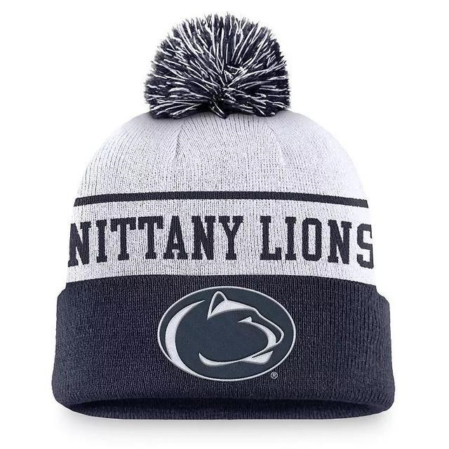 Mens Nike /Navy Penn State Nittany Lions Local Peak Cuffed Knit Hat with Pom Product Image