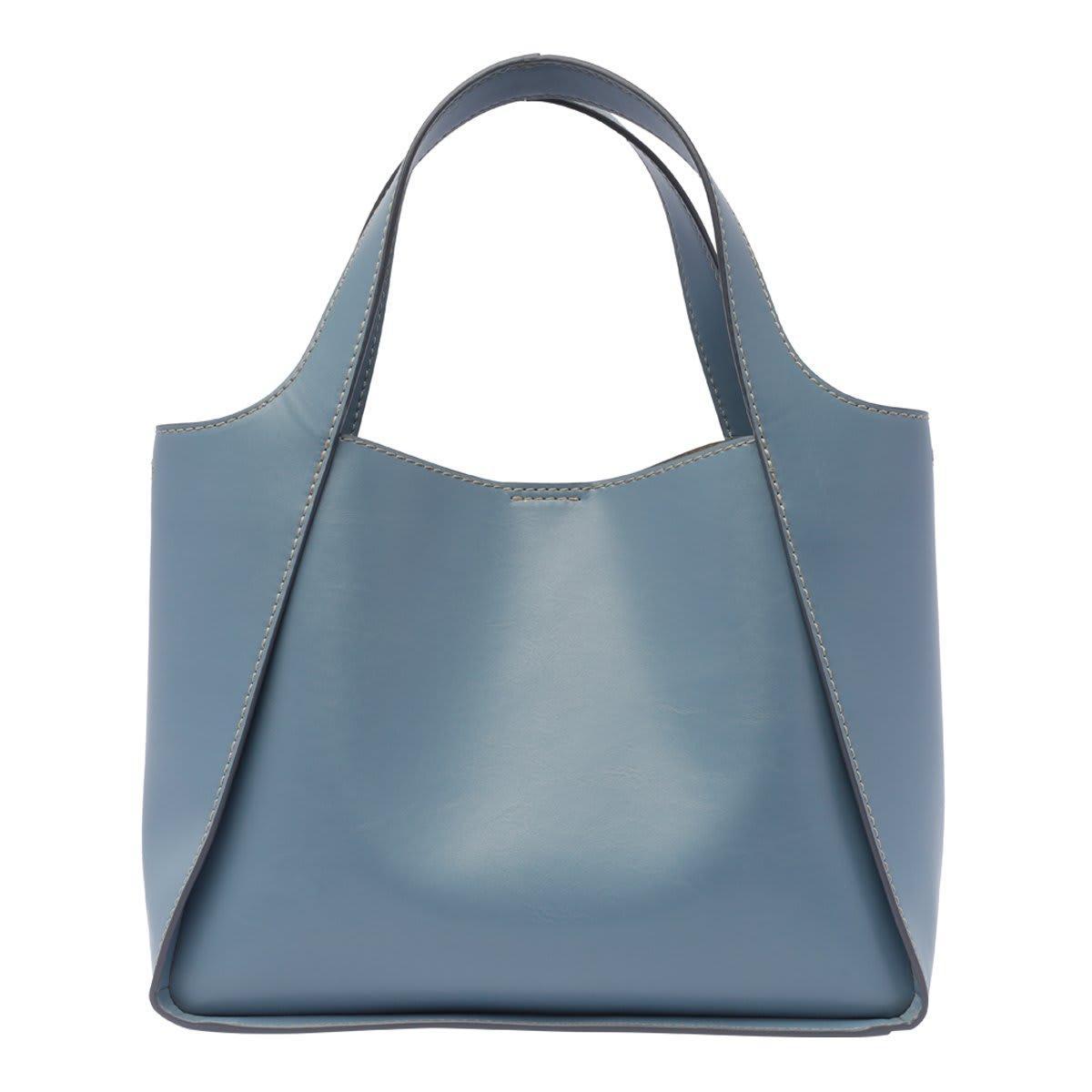 Logo Perforated Top Handle Bag In Blue Product Image