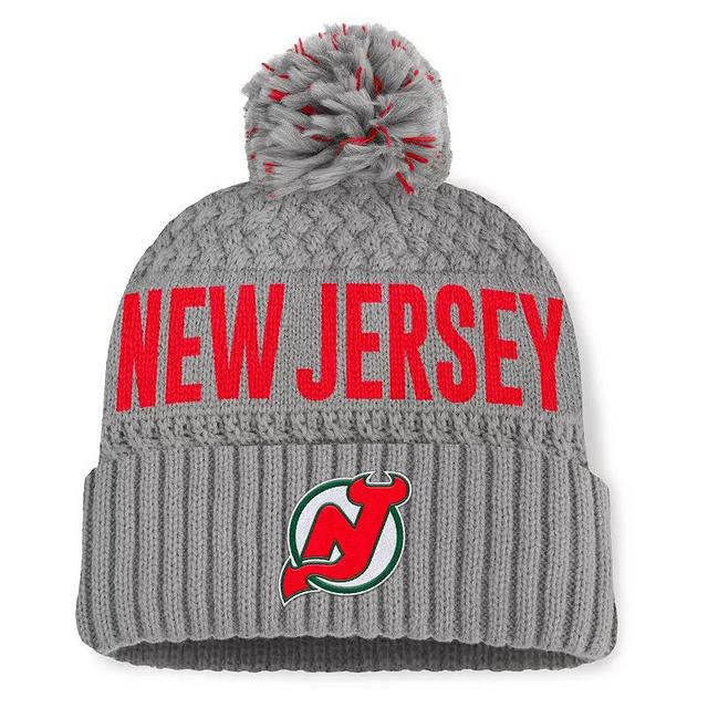 Womens Fanatics Gray New Jersey Devils Heritage Tilly Cuffed Knit Hat with Pom Product Image