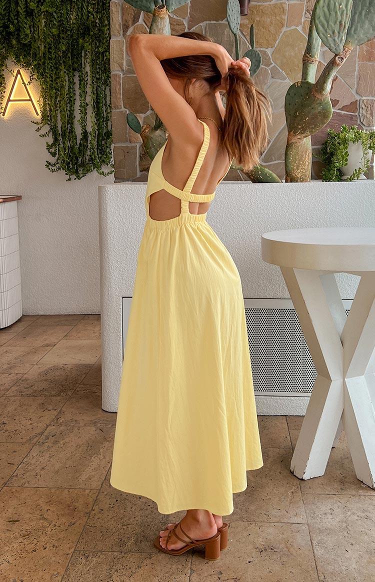 Kensington Yellow Backless Midi Dress Product Image