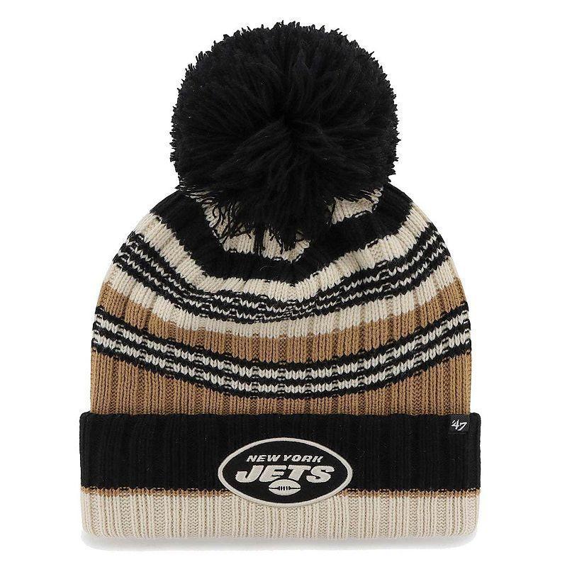 Womens 47 Natural New York Jets Barista Cuffed Knit Hat with Pom Product Image