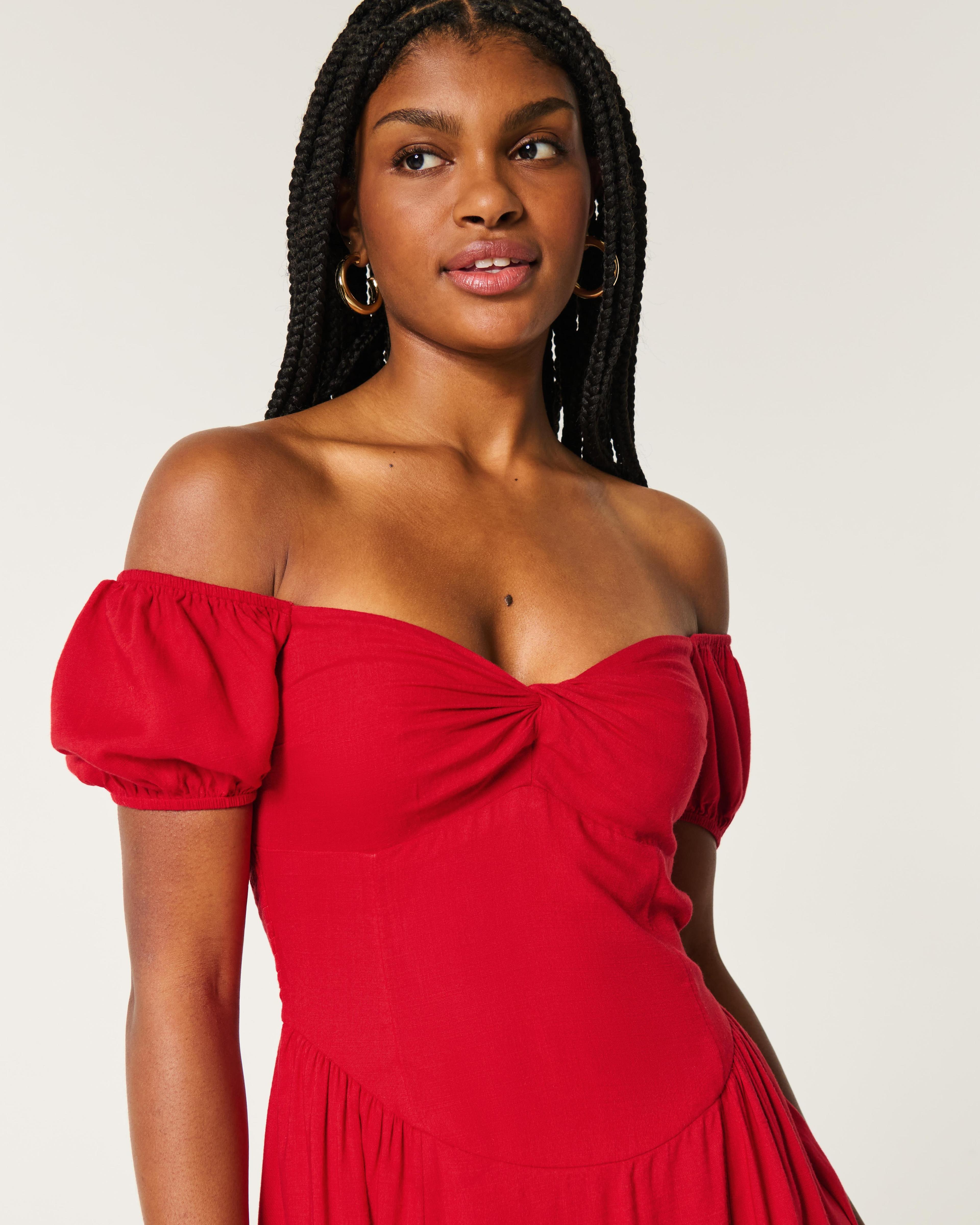 On/Off-the-Shoulder Drop-Waist Dress Product Image