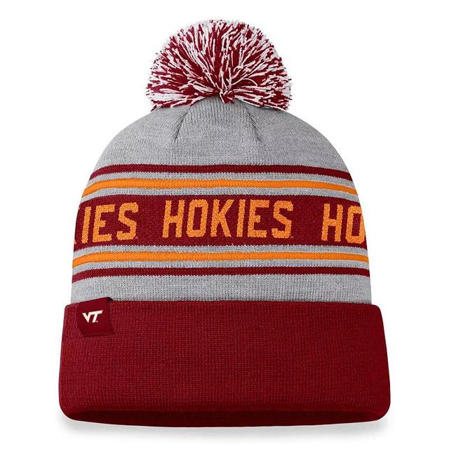 Mens Top of the World Heather Gray Virginia Tech Hokies Frigid Cuffed Knit Hat with Pom Product Image