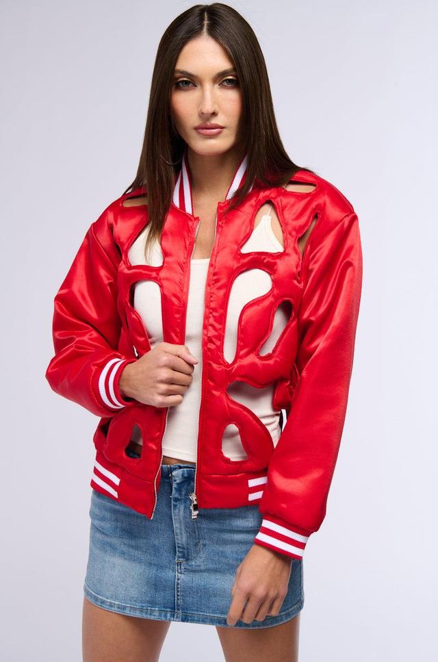 LOOK MY WAY CUT OUT SATIN BOMBER Product Image