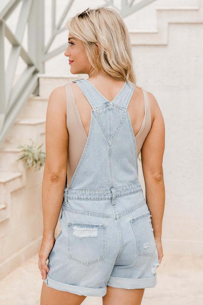 A Good Time Medium Wash Distressed Overalls FINAL SALE Product Image