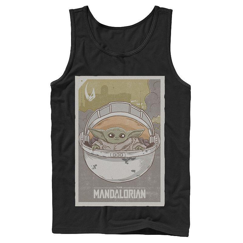 Mens Star Wars The Mandalorian The Child aka Baby Yoda Poster Tank Top Grey Product Image