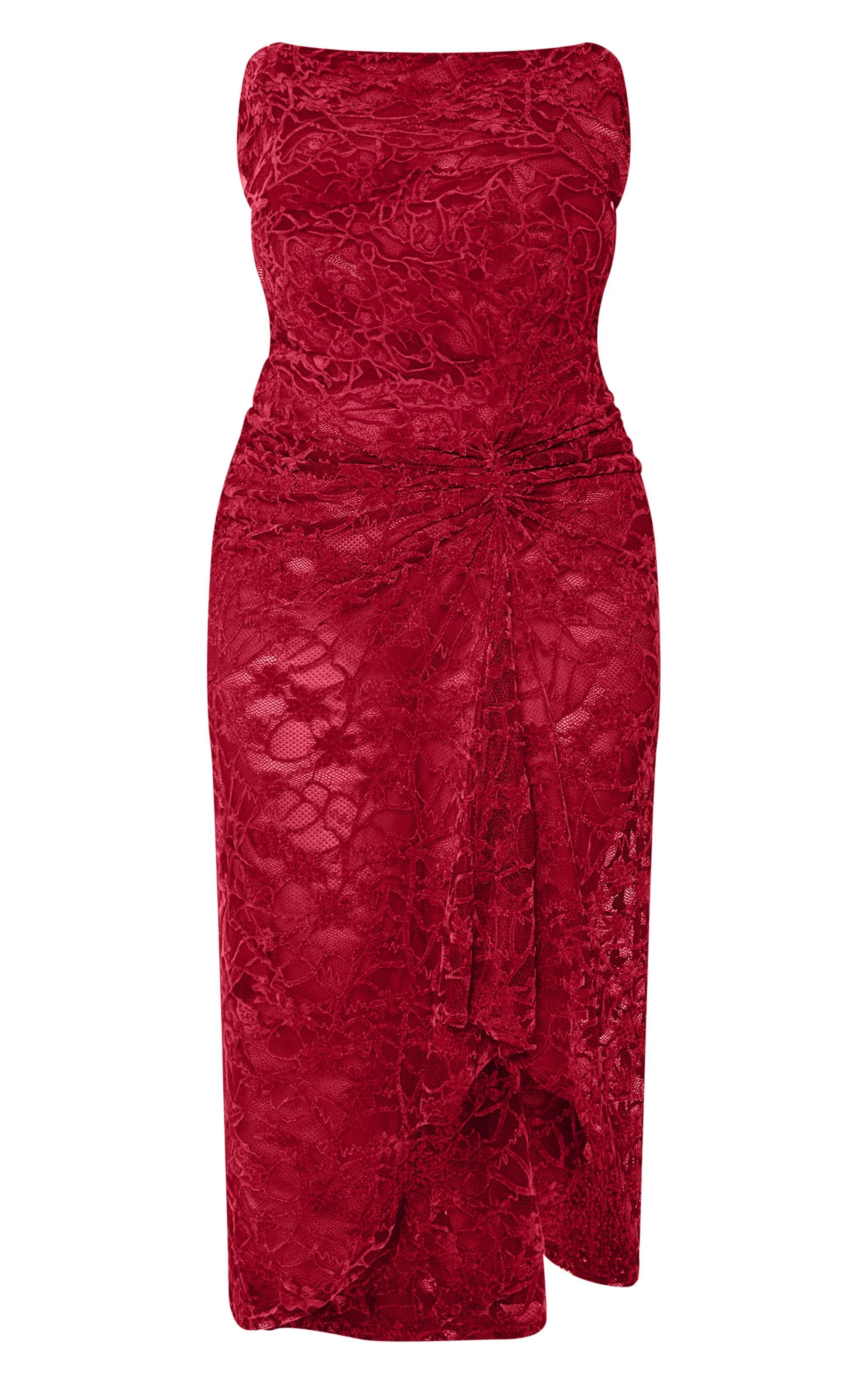 Plus Red Lace Midaxi Dress Product Image