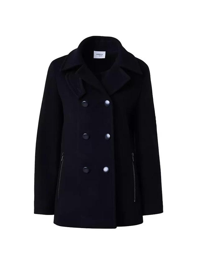 Double-Breasted Wool-Blend Pea Coat Product Image