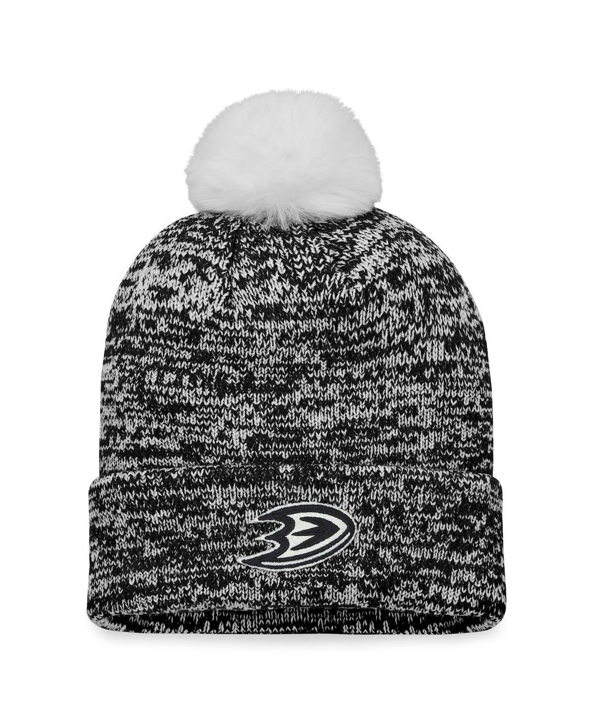 Womens Fanatics Black Anaheim Ducks Glimmer Cuffed Knit Hat with Pom Product Image