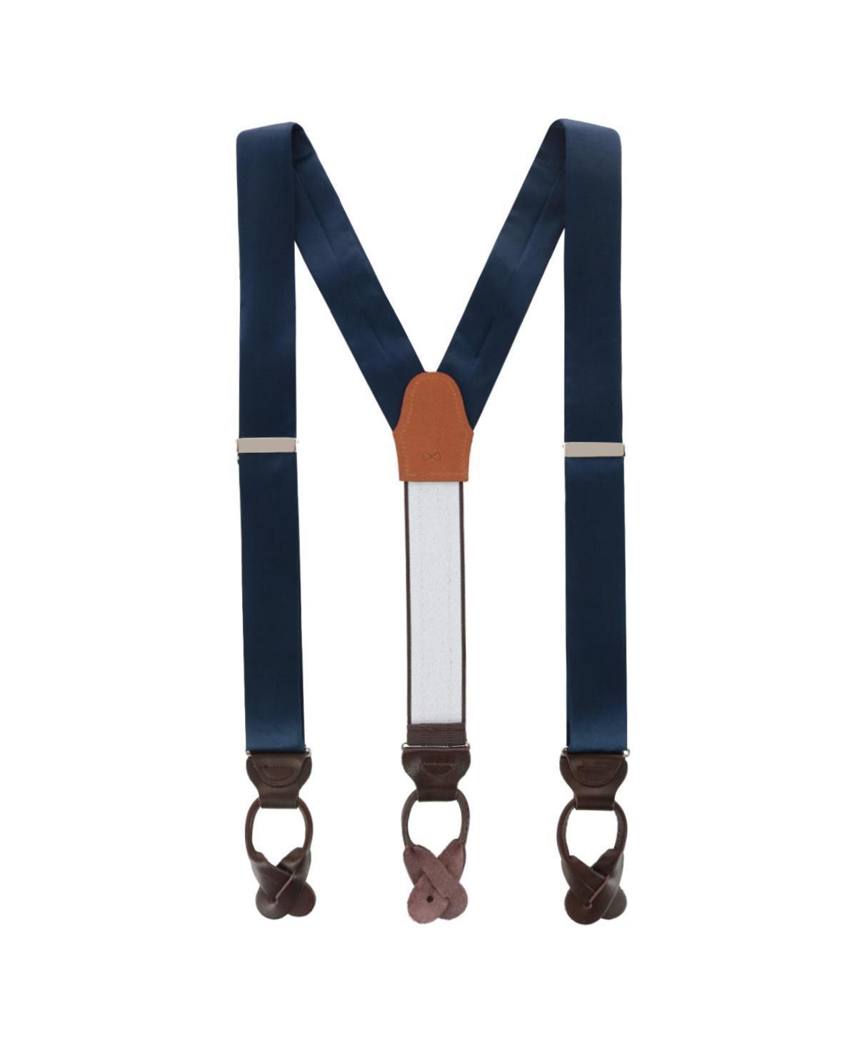 Trafalgar Mens Dutton Solid Color Silk Button End Suspenders Product Image