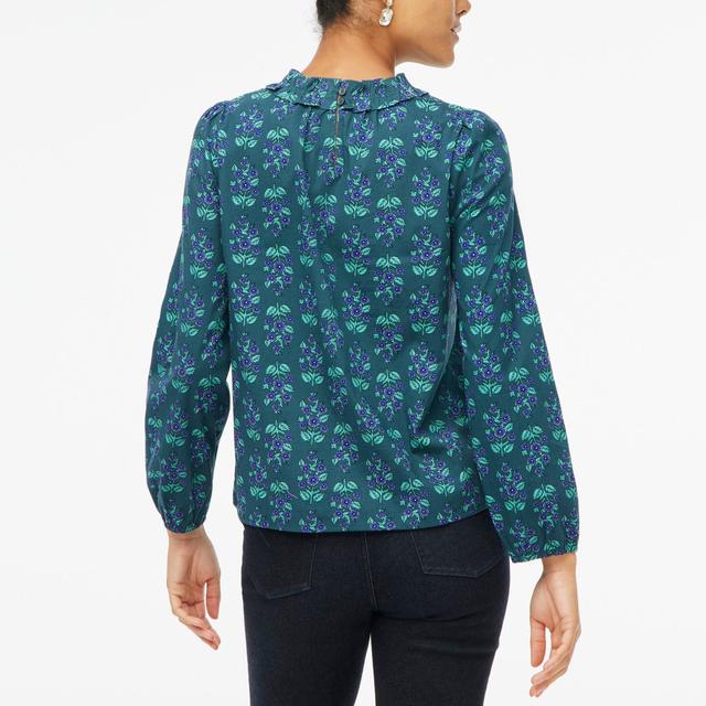 Long-sleeve ruffleneck poplin blouse Product Image