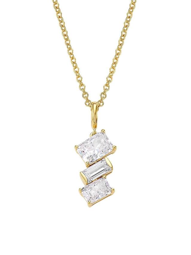 Womens Jazz 18K-Gold-Plated & Cubic Zirconia Pendant Necklace Product Image