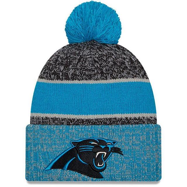 Mens New Era /Blue Carolina Panthers 2023 Sideline Sport Cuffed Pom Knit Hat Product Image