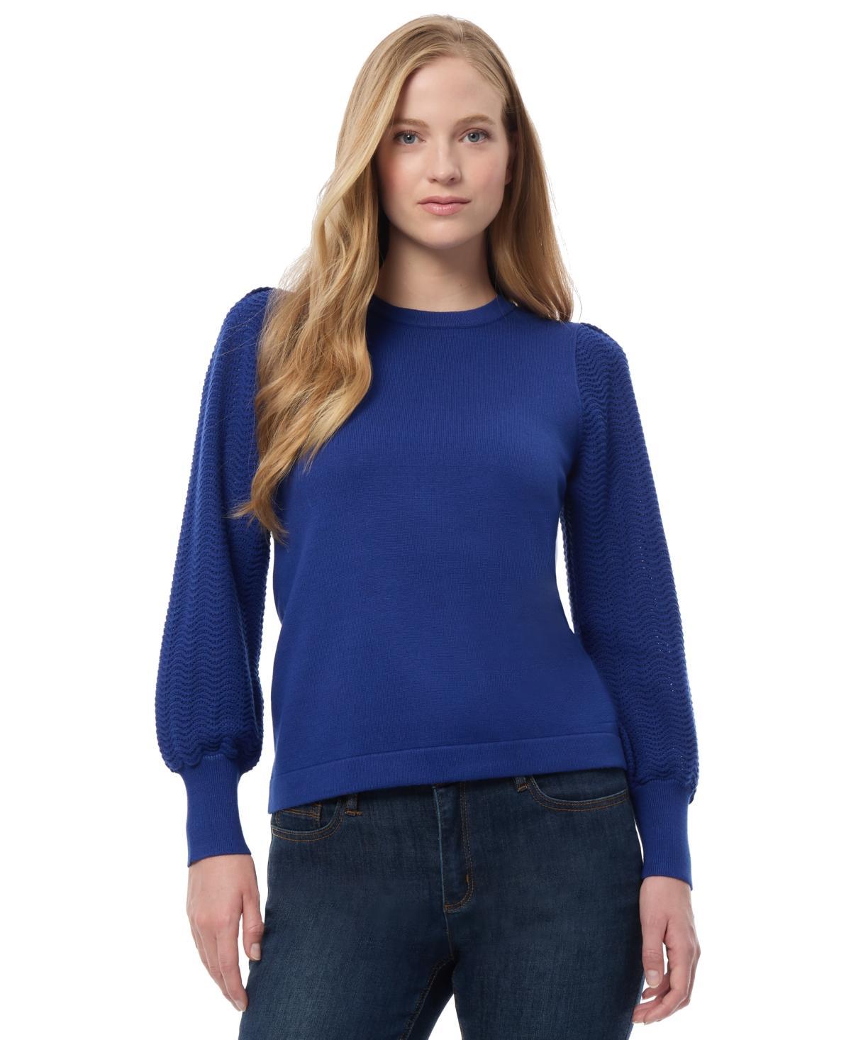 Jones New York Womens Solid-Color Mixed-Stitch Sweater Product Image