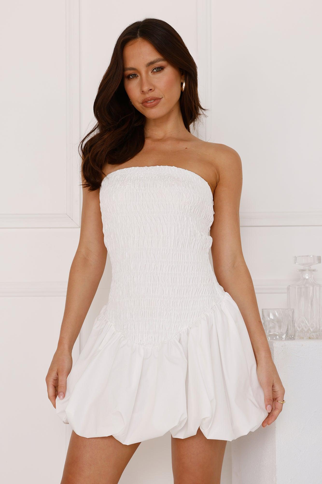 Summer Essence Strapless Bubble Mini Dress White Product Image