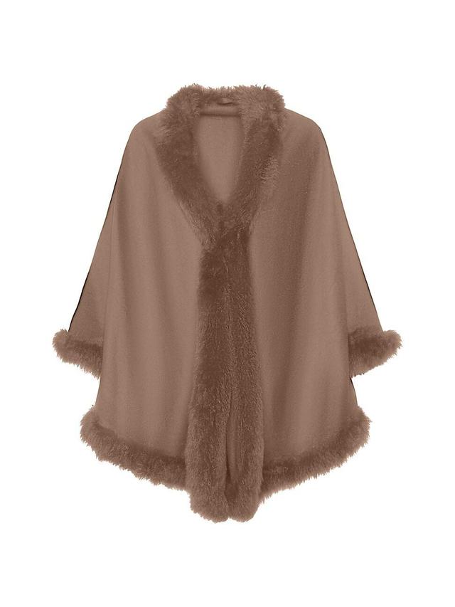 Womens Cashmere and Wool Cape with Lamb Trim Product Image