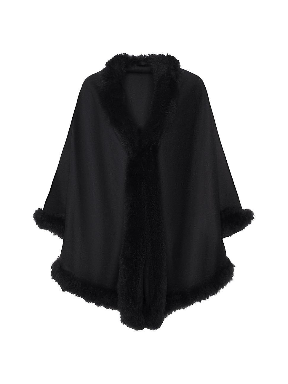 Womens Cashmere and Wool Cape with Lamb Trim Product Image