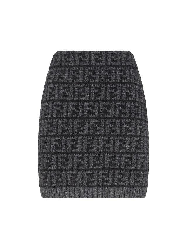 Fendi FF Monogram Cashmere Skirt in Black at Nordstrom, Size 6 Us Product Image