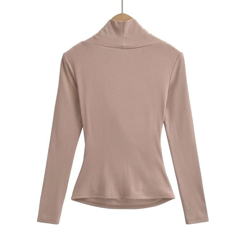 Long-Sleeve V-Neck Plain Top Product Image