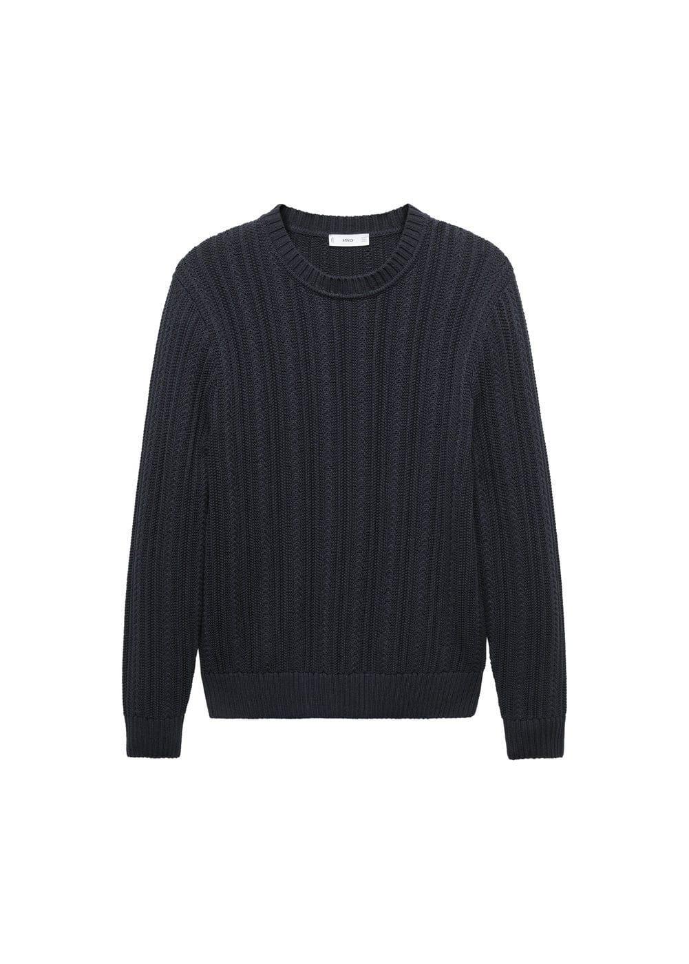 MANGO MAN - Contrasting knit sweater dark navyMen Product Image