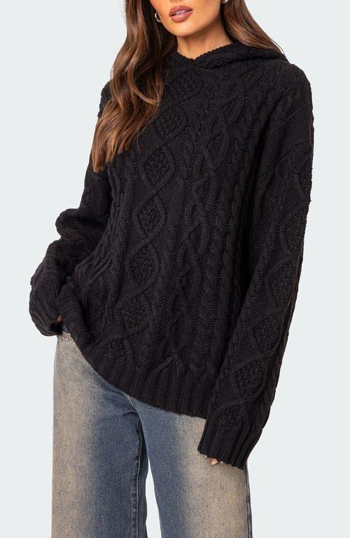 Womens Oversized cable knit sweater hoodie Product Image