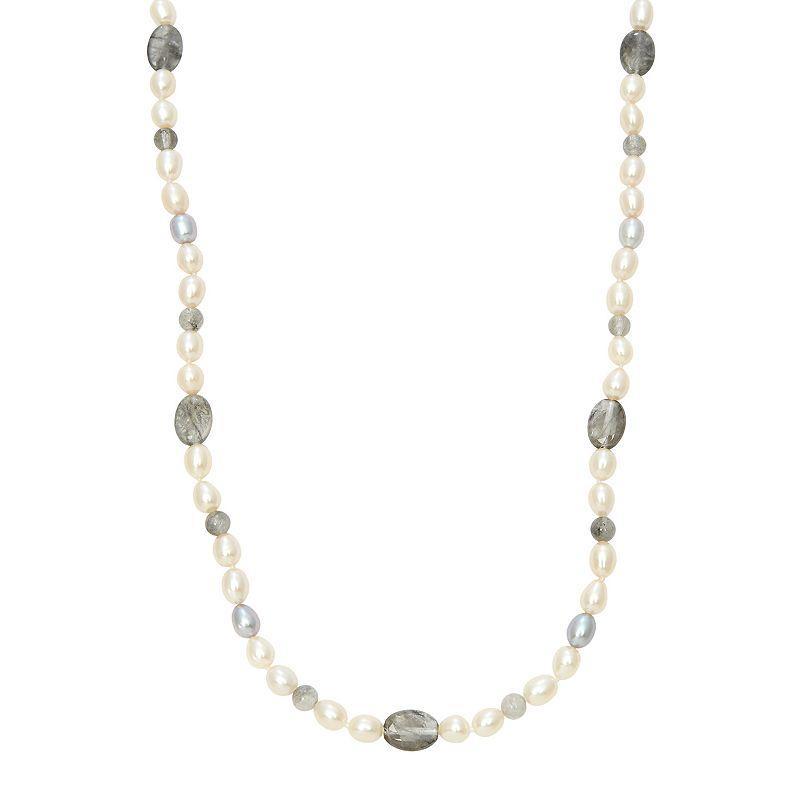 Dyed Freshwater Cultured Pearl & Quartz Sterling Silver Necklace, Womens Multicolor Product Image