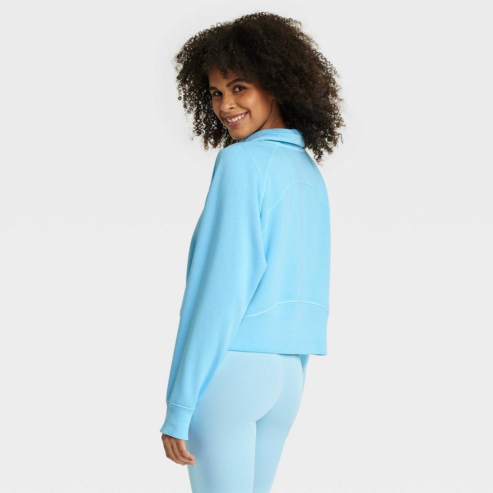 Women's Fleece Half Zip Pullover - All In Motion™ Light Blue S Product Image