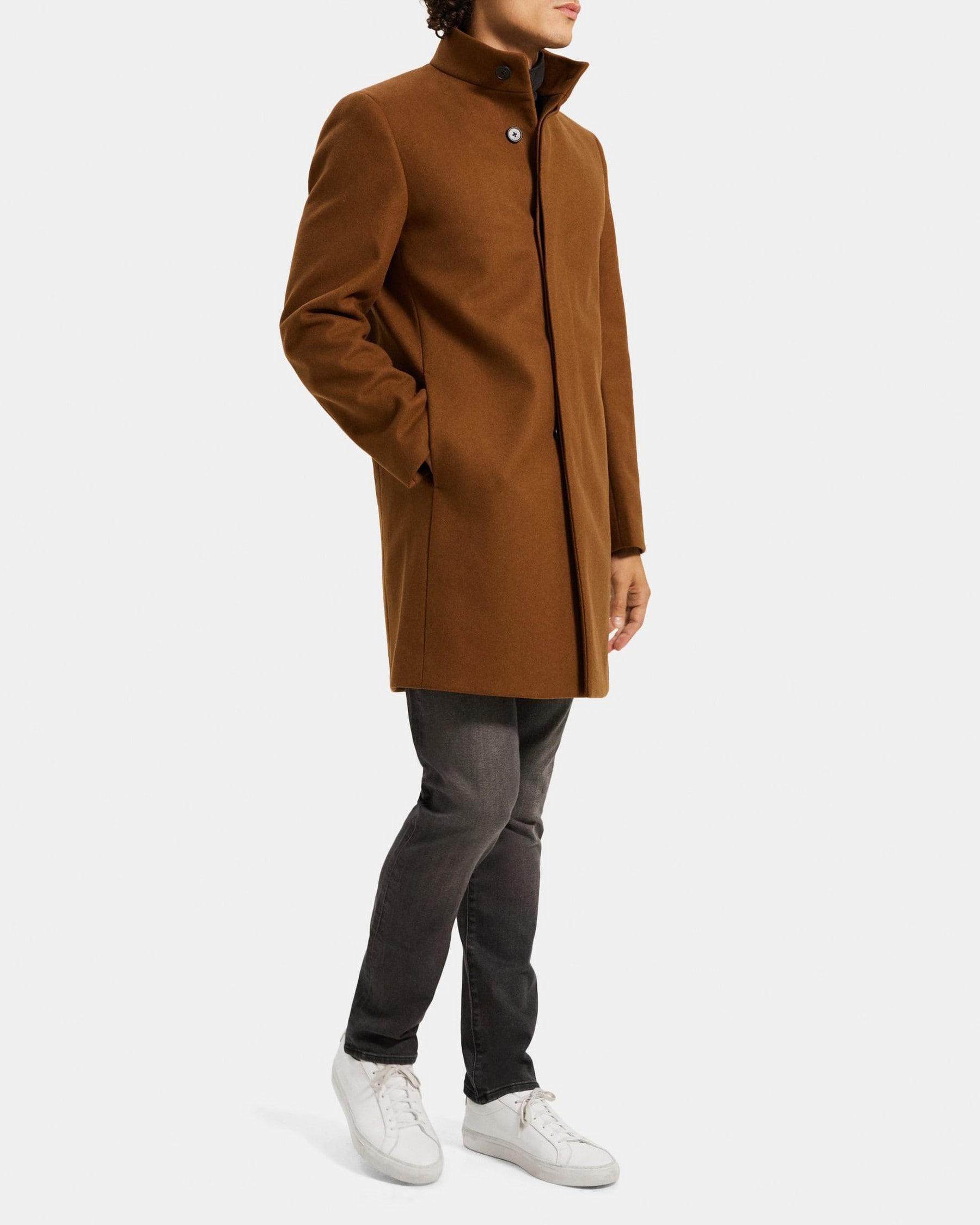 Single-Breasted Coat in Wool Melton Product Image