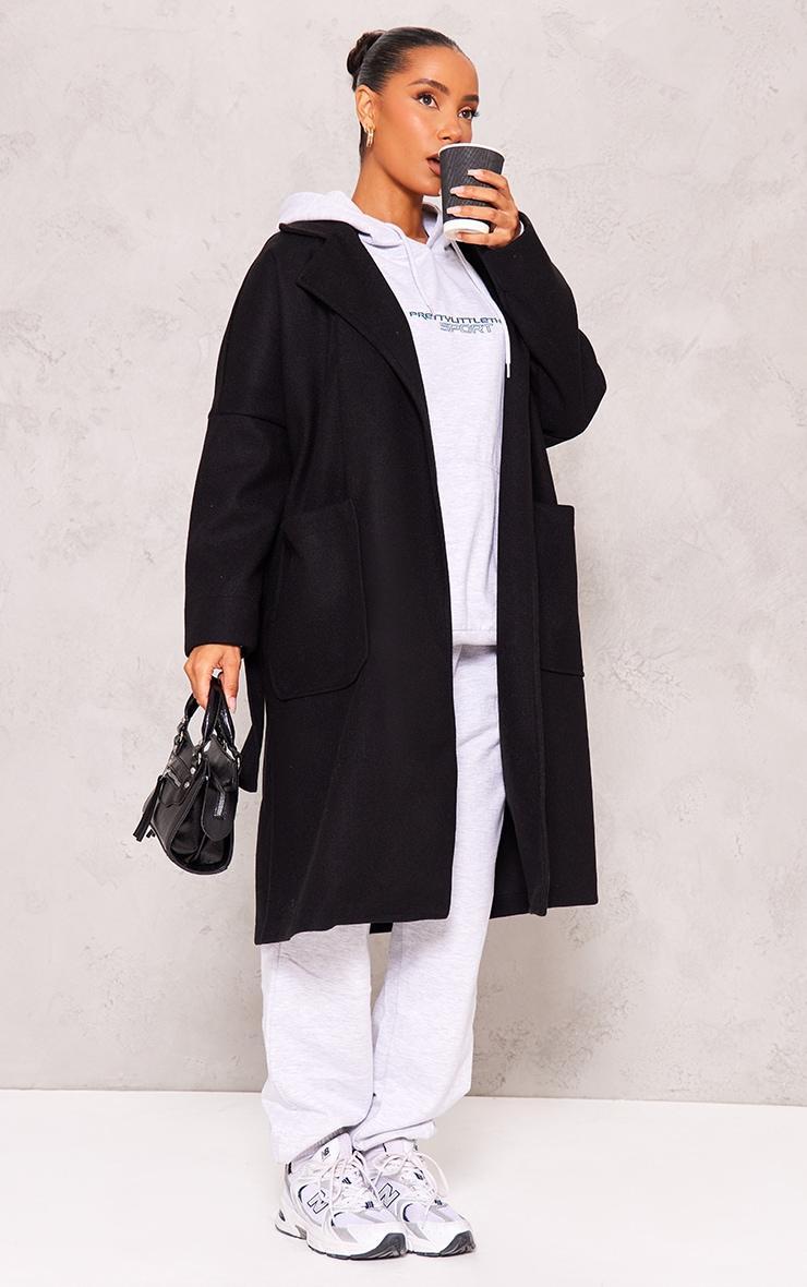 Black Wool Look Oversized Coat Product Image