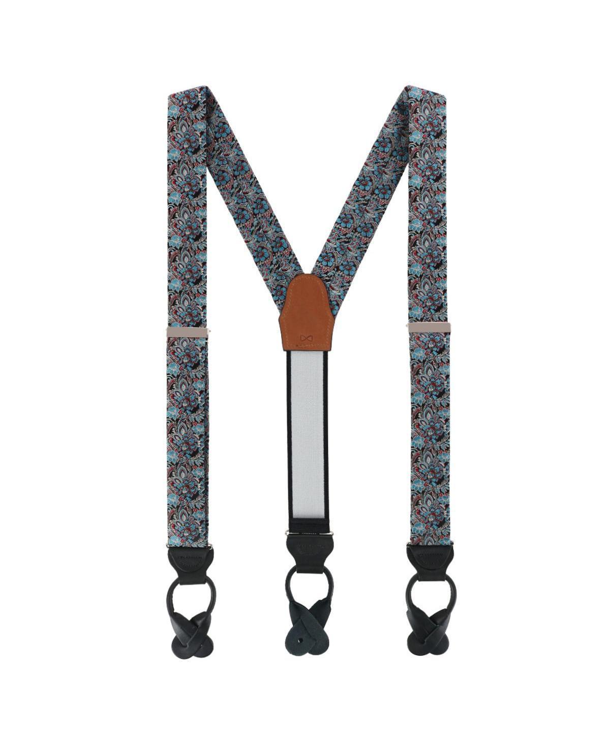 Trafalgar Mens Enzo Exploded Floral Silk Button End Suspenders Product Image