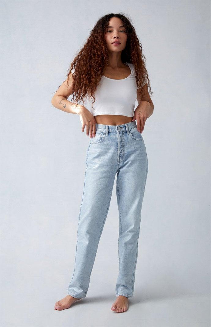 Women's Light Indigo Glittery Dad Jeans Product Image