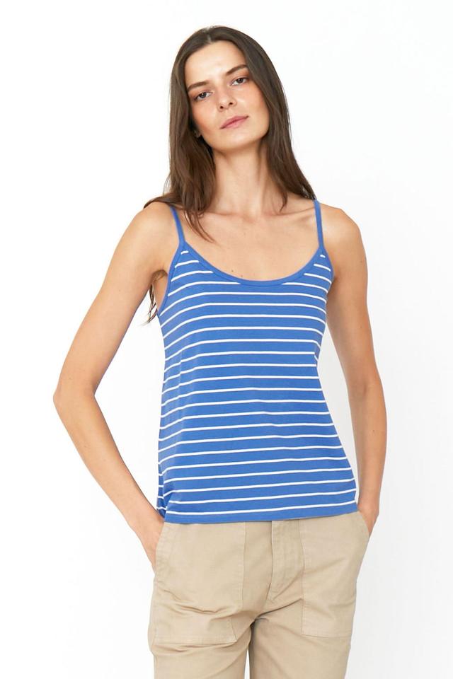 The New Spaghetti Tank - Denim/White Product Image