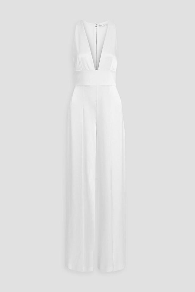 Myrtle Low V-neck Wide Jumpsuit In White Product Image