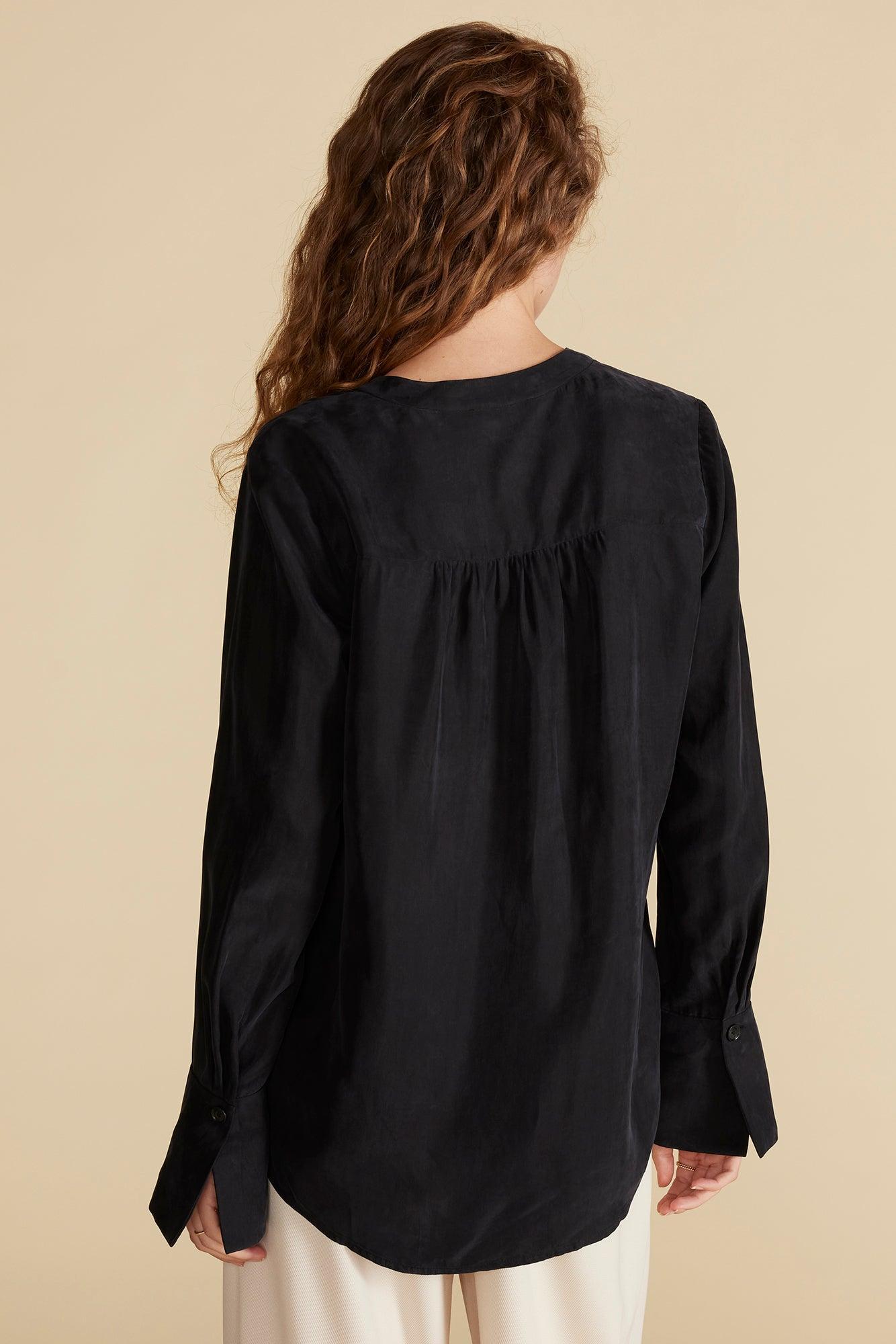 Dree Cupro V Neck Blouse - Black Product Image