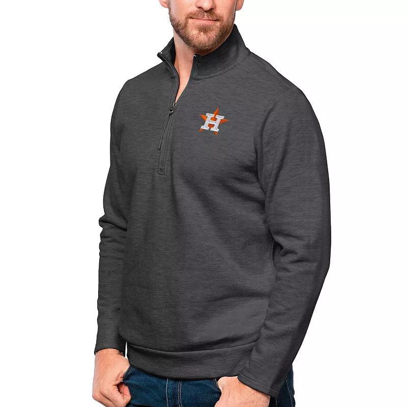 Mens Antigua Heathered Charcoal Houston Astros Gambit Quarter-Zip Pullover Top Product Image