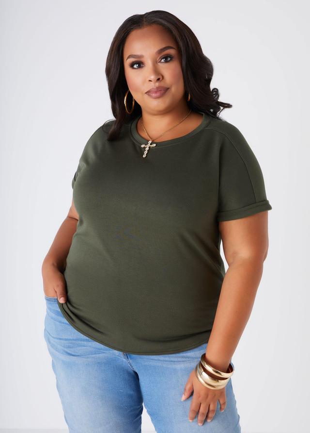 Plus Size Cuffed French Terry Tee Ashley Stewart Product Image