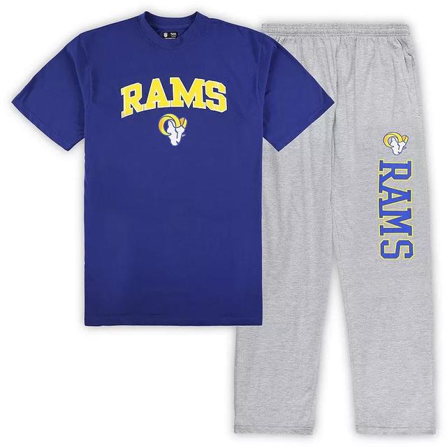 Mens Concepts Sport Royal/Heather Gray Los Angeles Rams Big & Tall T-Shirt & Pajama Pants Sleep Set Product Image