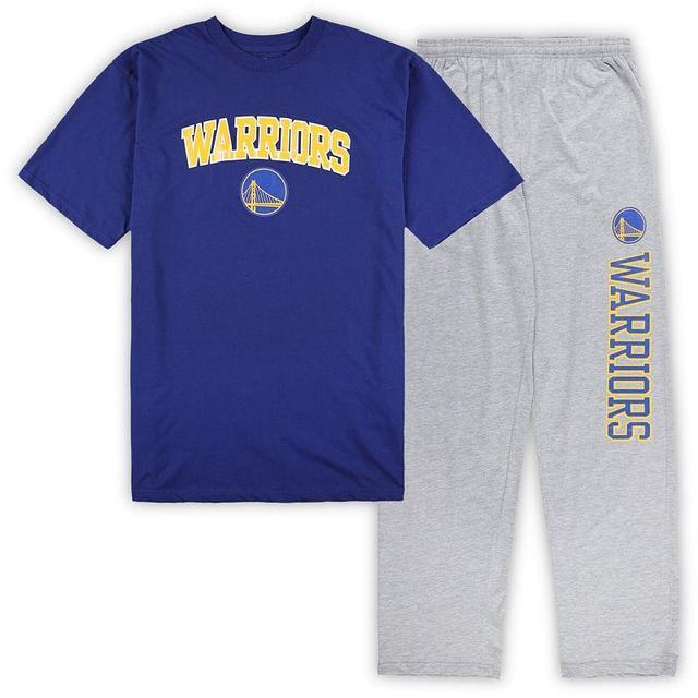 Mens Concepts Sport Royal/Heather Gray Golden State Warriors Big & Tall T-Shirt and Pajama Pants Sleep Set Product Image