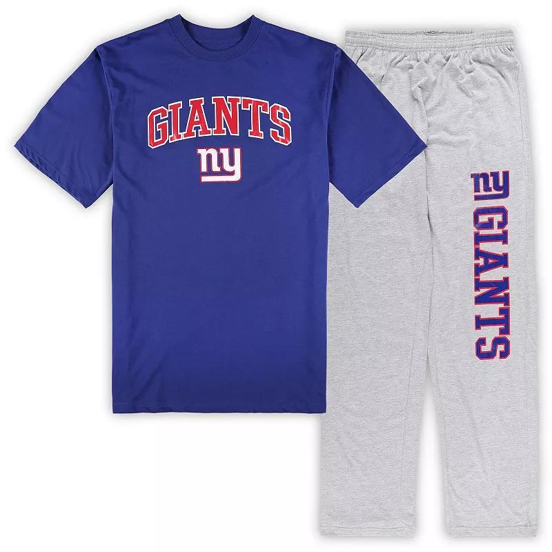 Mens Concepts Sport Royal/Heather Gray New York Giants Big & Tall T-Shirt & Pajama Pants Sleep Set Product Image