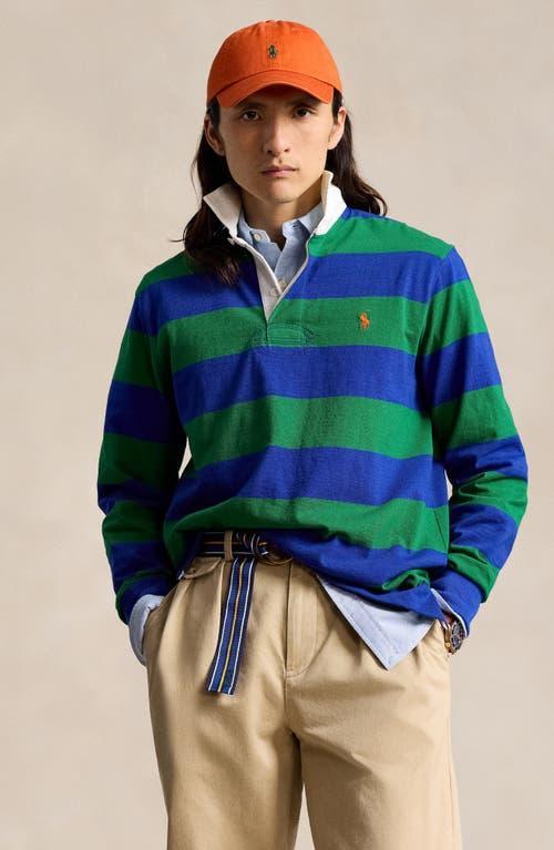 POLO RALPH LAUREN Stripe Oversize Rugby Shirt In Athletic Green/classic Azure Product Image