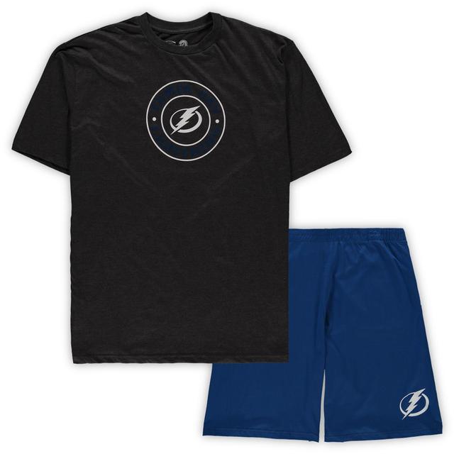 Mens Concepts Sport Blue/Heathered Charcoal Tampa Bay Lightning Big & Tall T-Shirt & Shorts Sleep Set Product Image