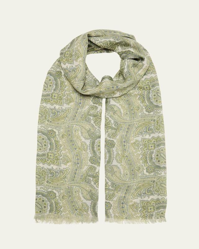 Mens Cashmere and Silk Paisley-Print Scarf Product Image