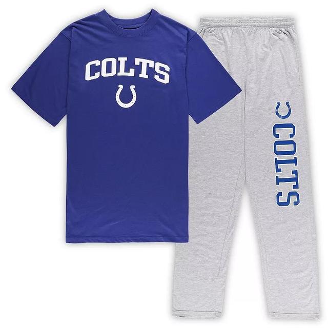 Mens Concepts Sport Royal/Heather Gray Indianapolis Colts Big & Tall T-Shirt & Pants Sleep Set Product Image