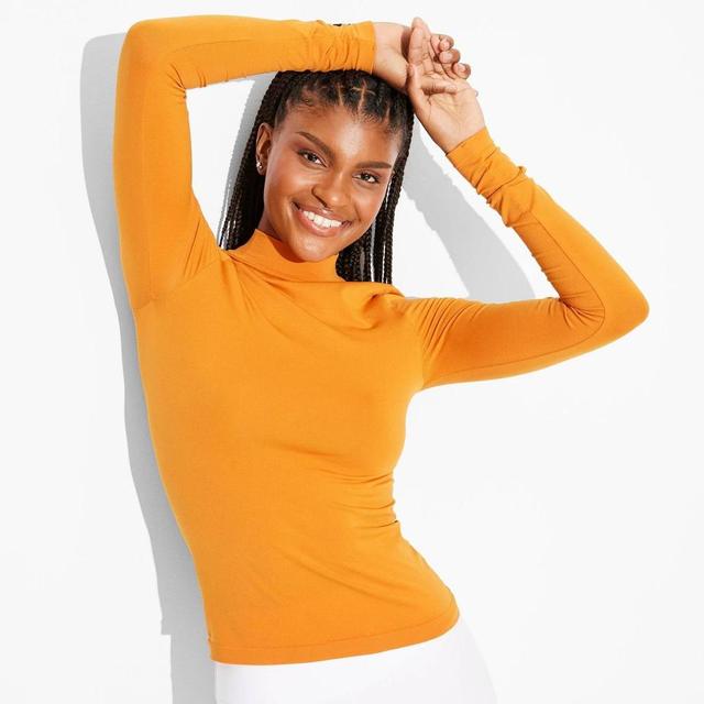 Womens Game Day Long Sleeve Mock Turtleneck T-Shirt - Wild Fable Burnt Orange XXS Product Image