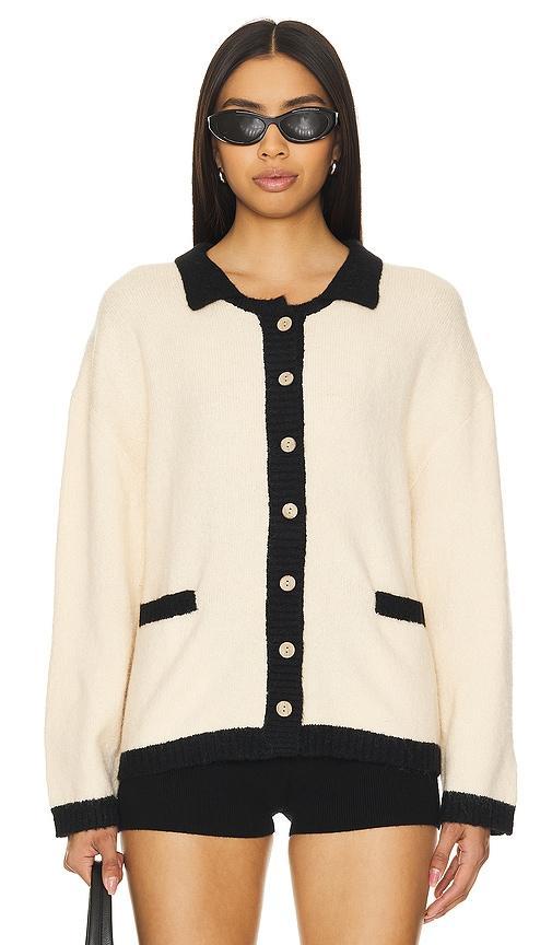 Contrast Collar Knitted Cardigan Product Image