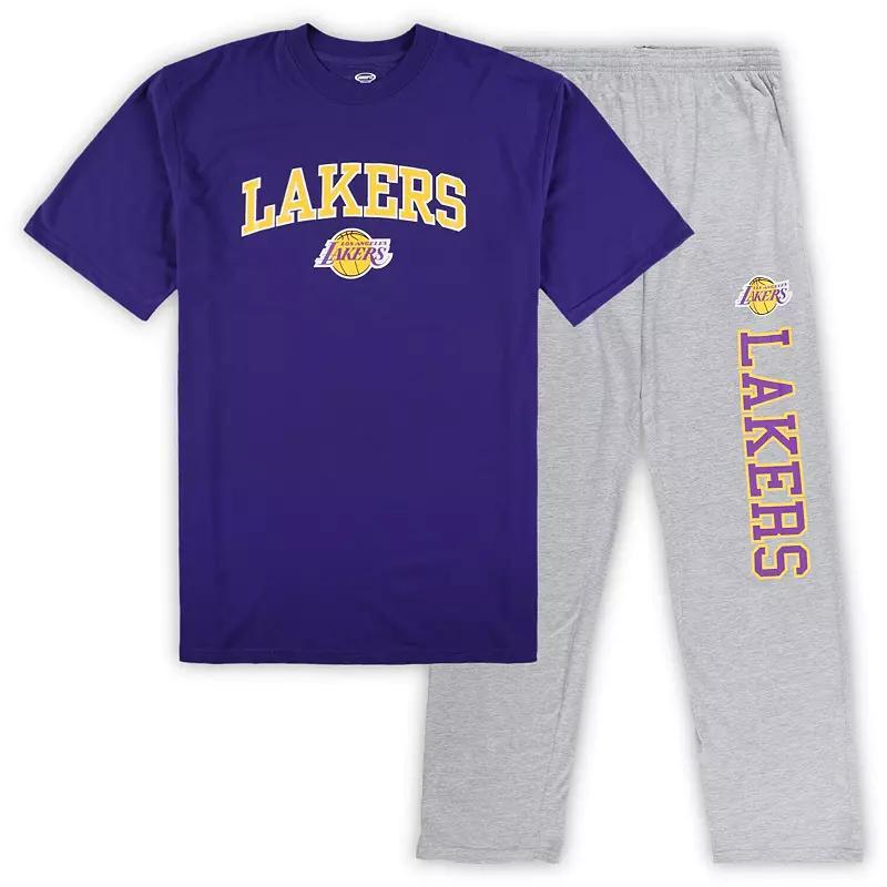 Mens Concepts Sport /Heather Gray Los Angeles Lakers Big & Tall T-Shirt and Pajama Pants Sleep Set Product Image