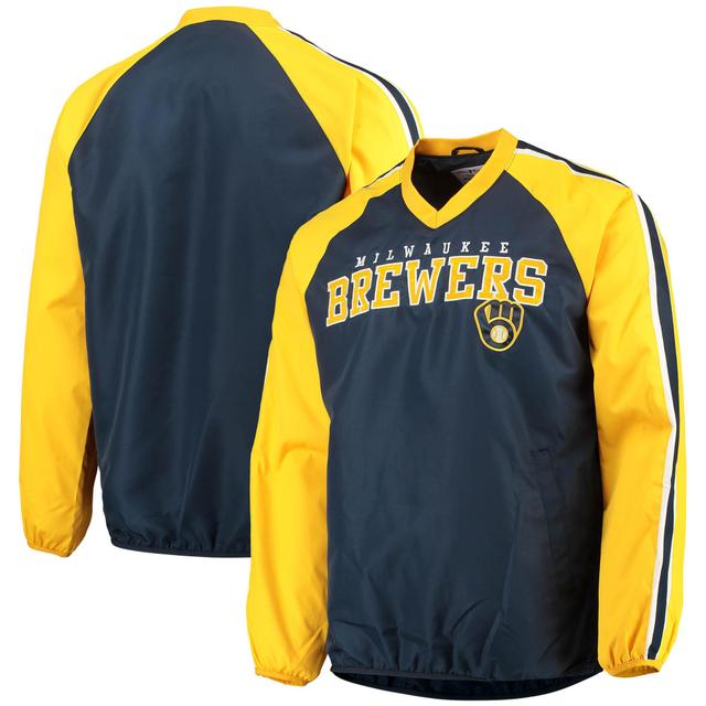 Mens G-III Sports by Carl Banks /Gold Milwaukee Brewers Kickoff Raglan V-Neck Pullover Jacket Blue Product Image